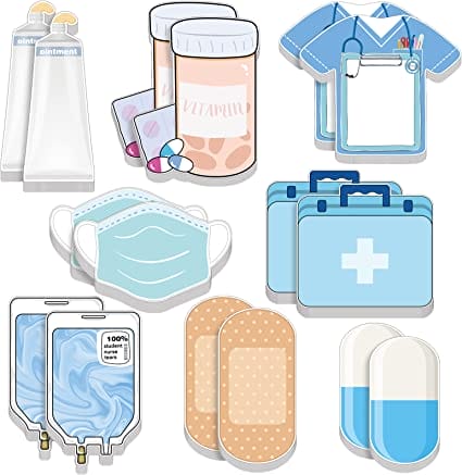 Mini Funny Nurse Sticky Notes Nursing Student Essentials School Nurse Gifts Nurse Stationary Sticky Notes Booklet Self Stick Note Pads for Hospital School Nurse Supplies (16, Cute Style), white background