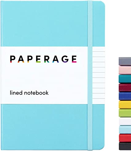 PAPERAGE Lined Journal Notebook with rainbow colors.