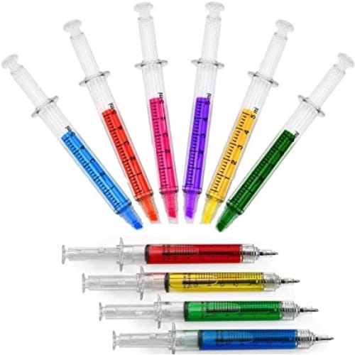 BestGrew® 4 Syringe Pens + 6 Syringe Highlighters Fluorescent Needle Watercolor Pen, syringes.